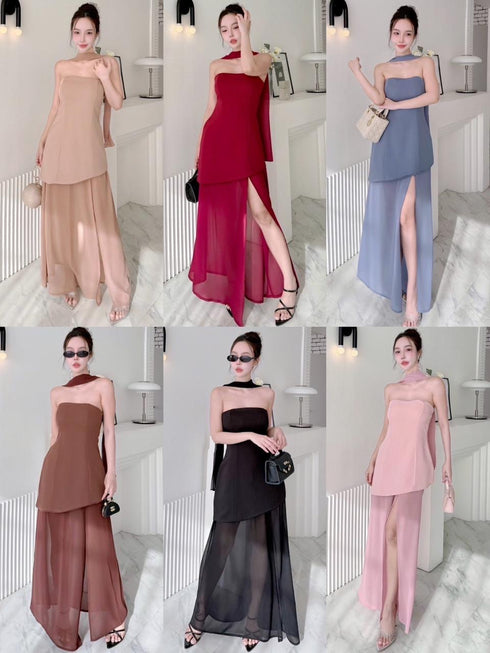SIRINN Classic Tube Tops With Skirts And Thin Scarf